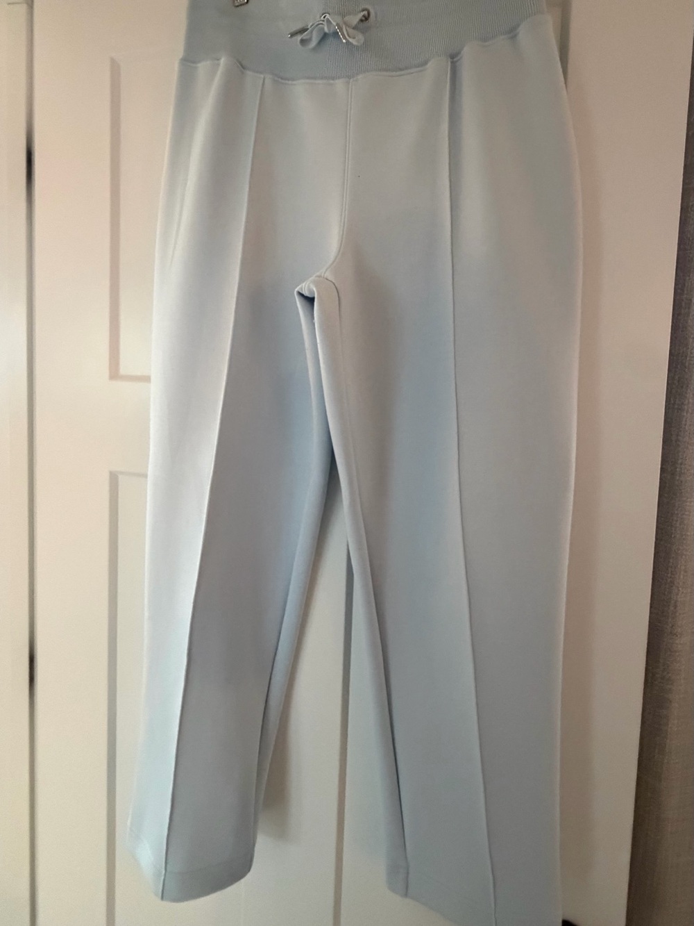 SPANX Light Blue Pull-On Track Pants with Drawstring Waist